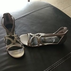 Pewter colored brand new never worn sandals